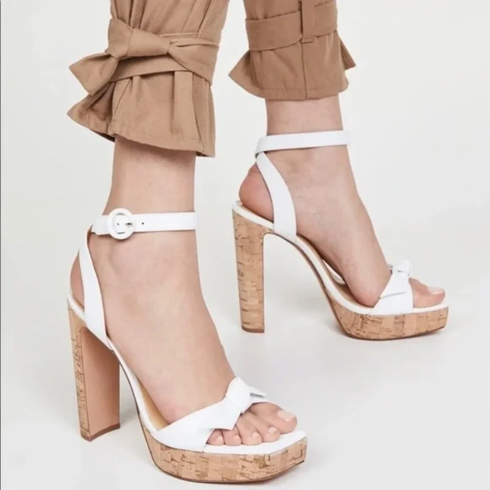 Alexandre Birman White Cork Heel Sandals US9